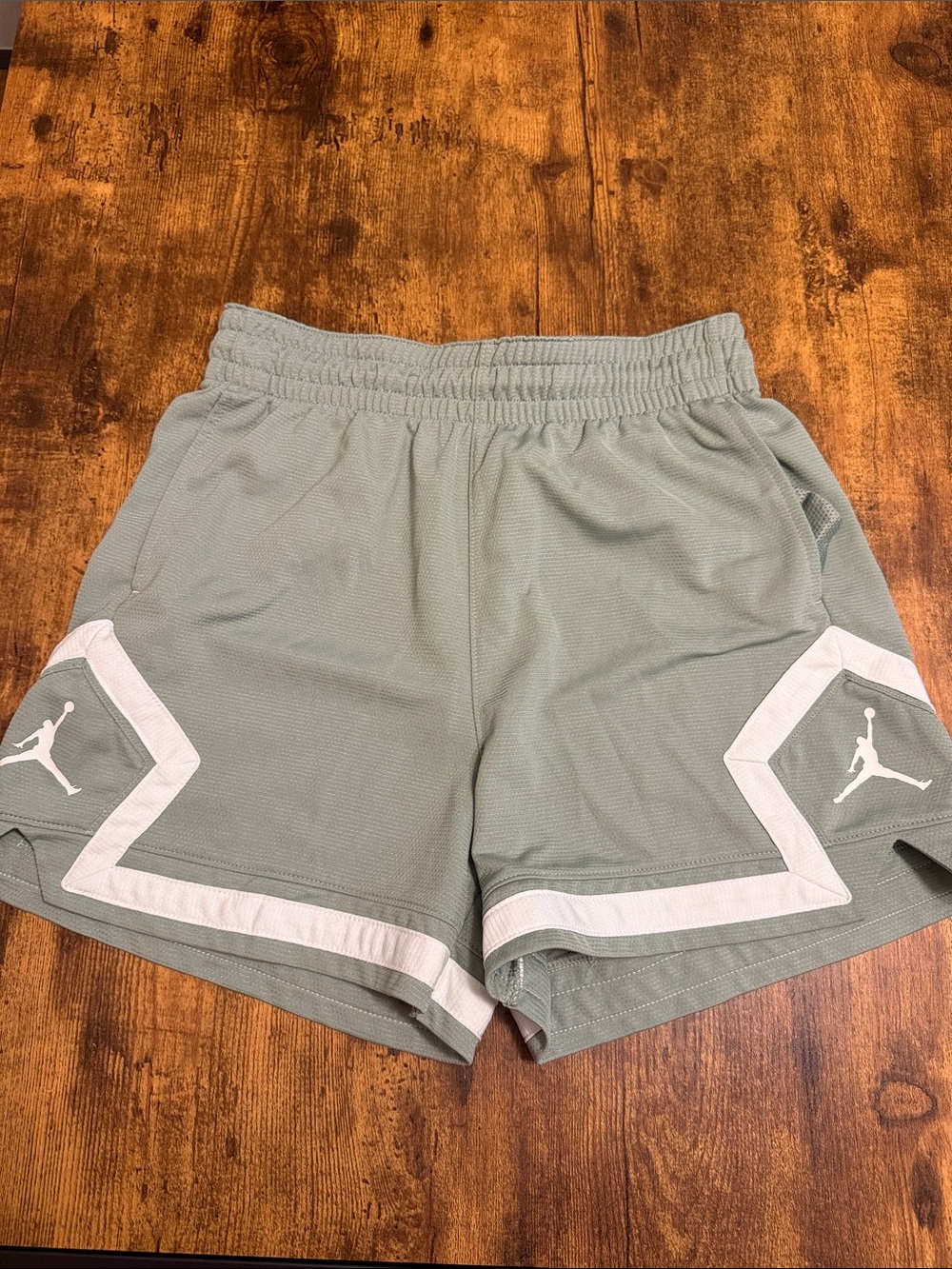 Jordan Women's Sage Green Athletic Shorts with White Trim